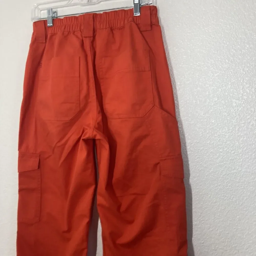 BDG Cargo Pants 27 Orange Zip Fly Straight Leg Elastic Waist